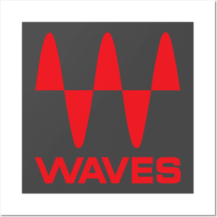 waves logo rojo Posters and Art